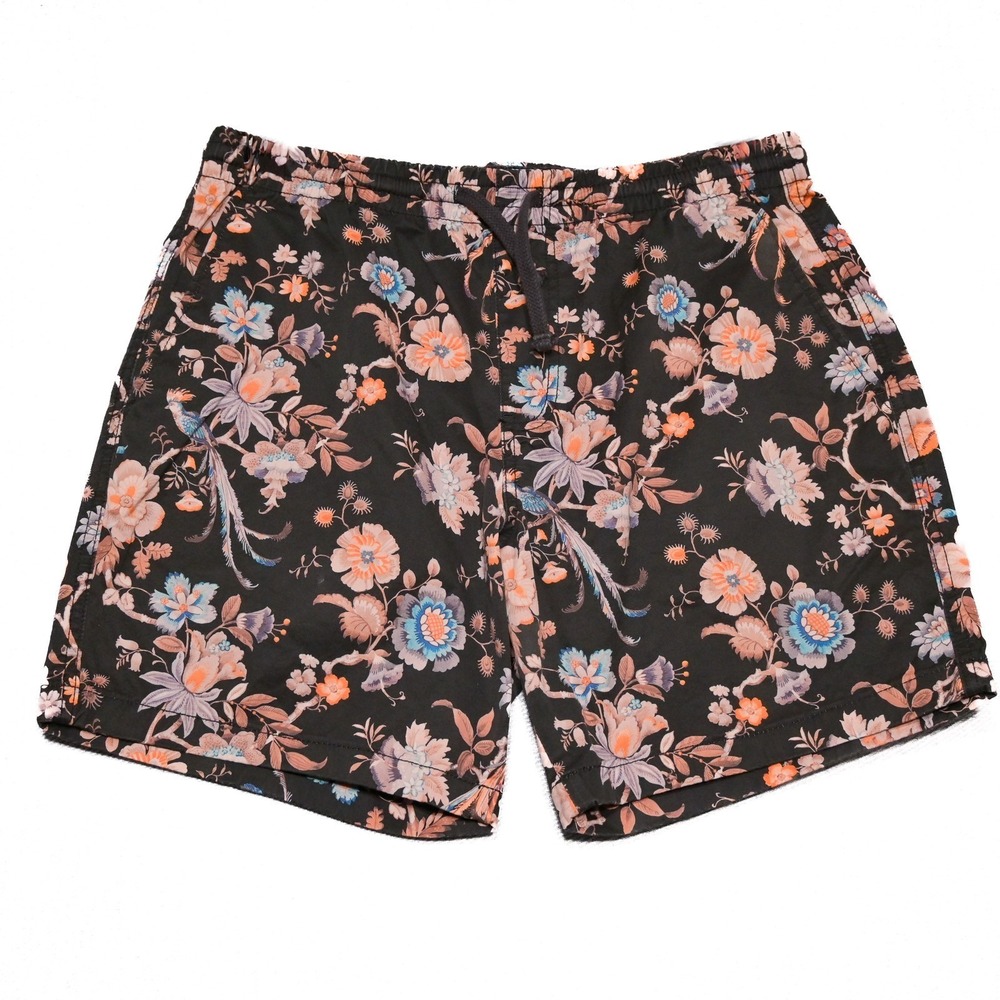 Todd Snyder Swim Trunks Mens Large Floral Lined Shorts Drawstring Pockets Black